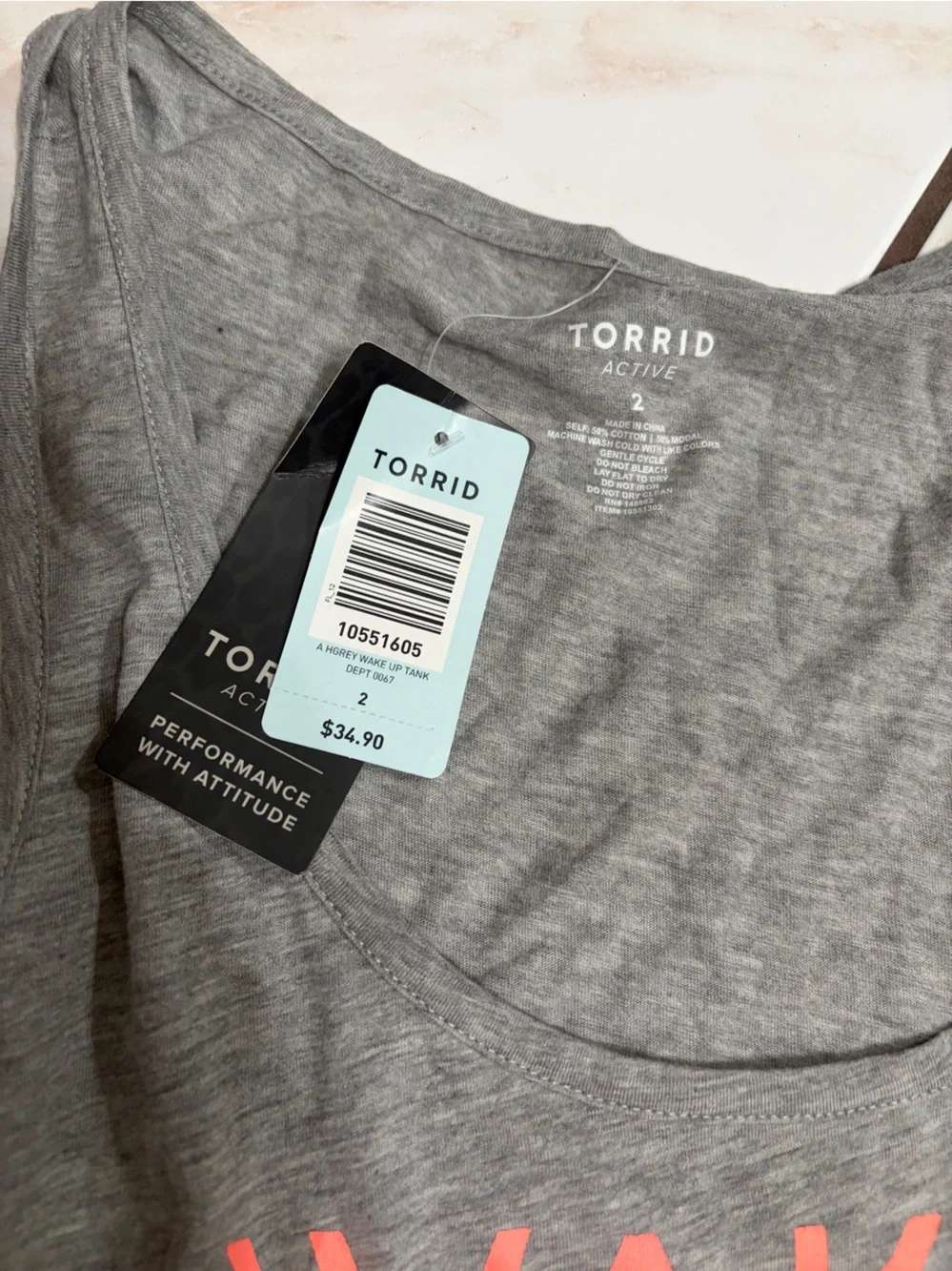 torrid Gray Tank Top with Coral Graphic Text - Picture 4 of 6